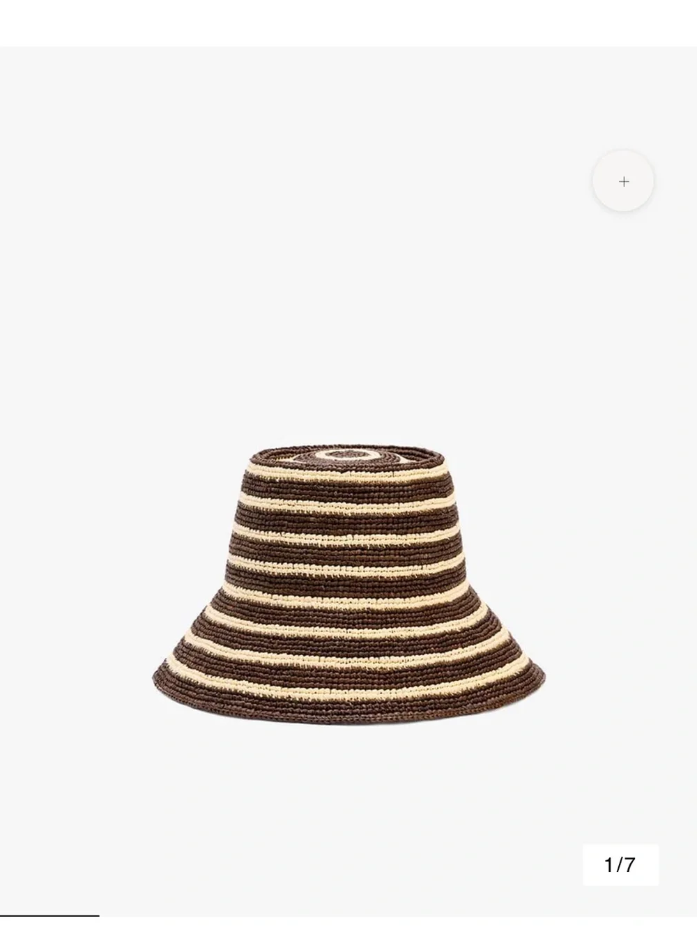 Janessa Leone Brown and Cream Striped Crochet Bucket Hat
